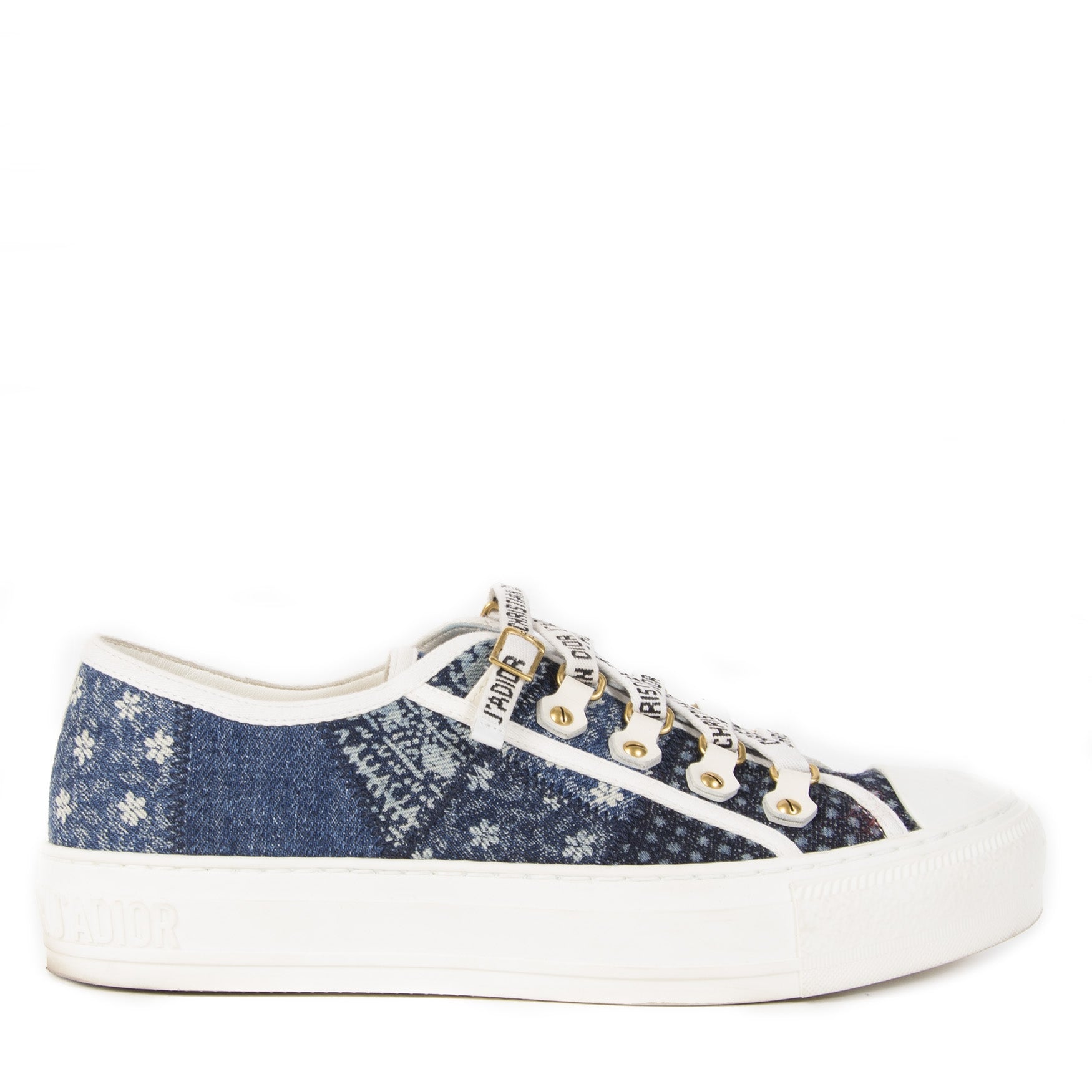 Authentieke tweedehands vintage Dior Walk' n' Dior Denim Sneakers koop online webshop LabelLOV