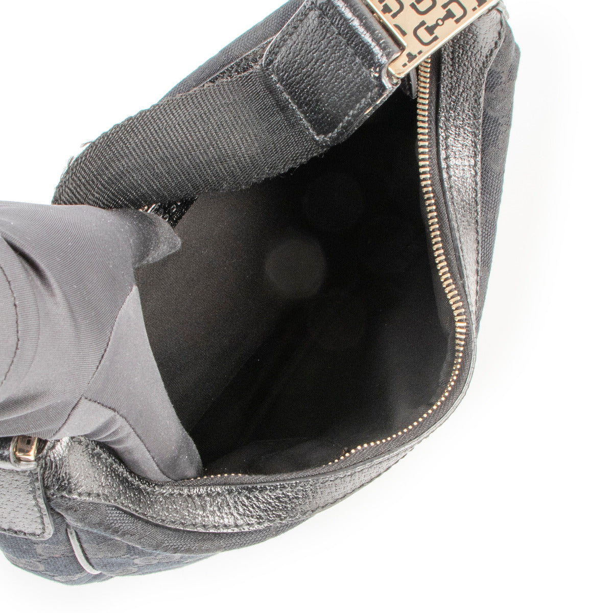 Sac porté épaule baguette en tissu noir Gucci
