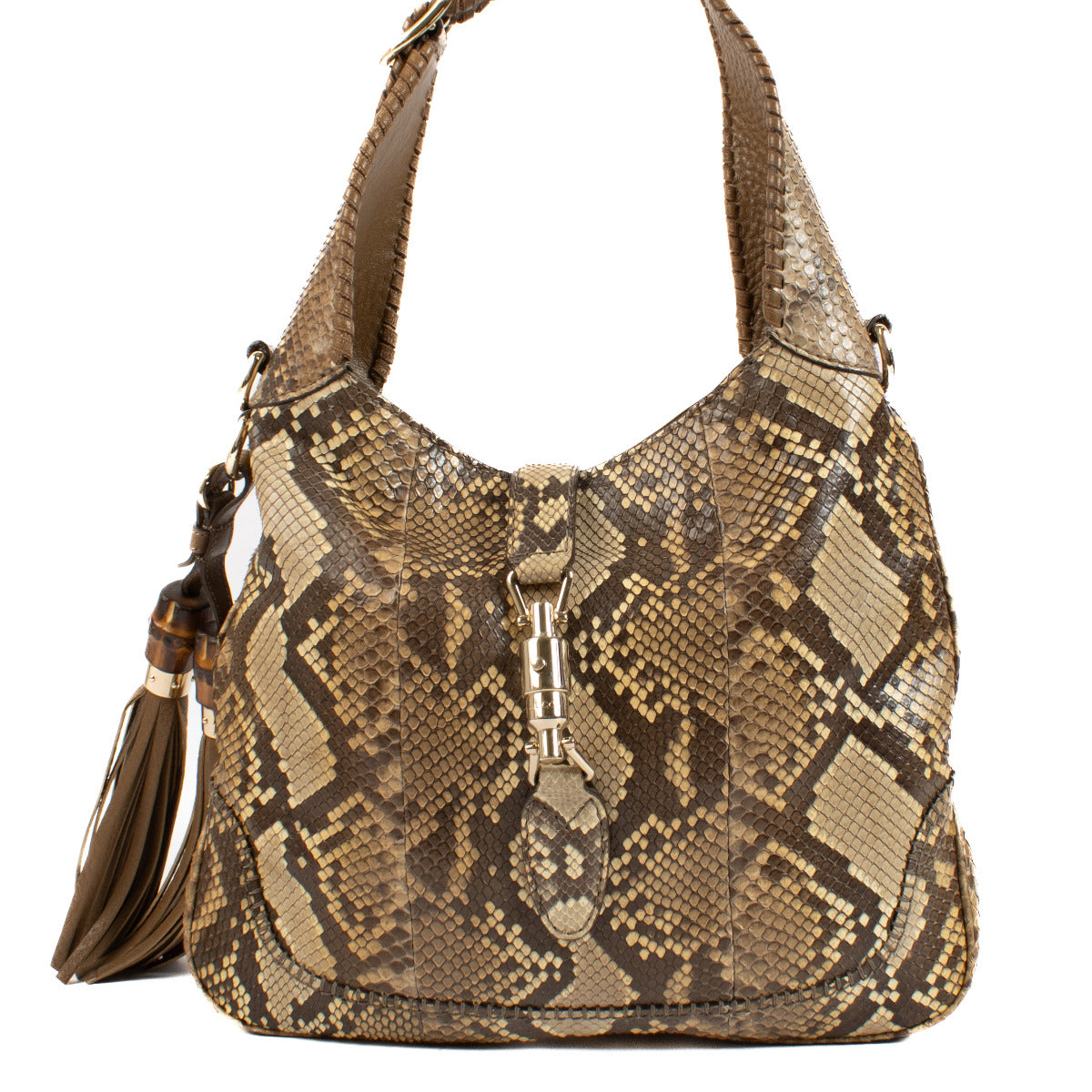Gucci Python New Jackie Shoulder Bag for the best price at Labellov secondhand luxury in Antwerp and Knokke. Buy and sell your preloved and brand new designer bags.