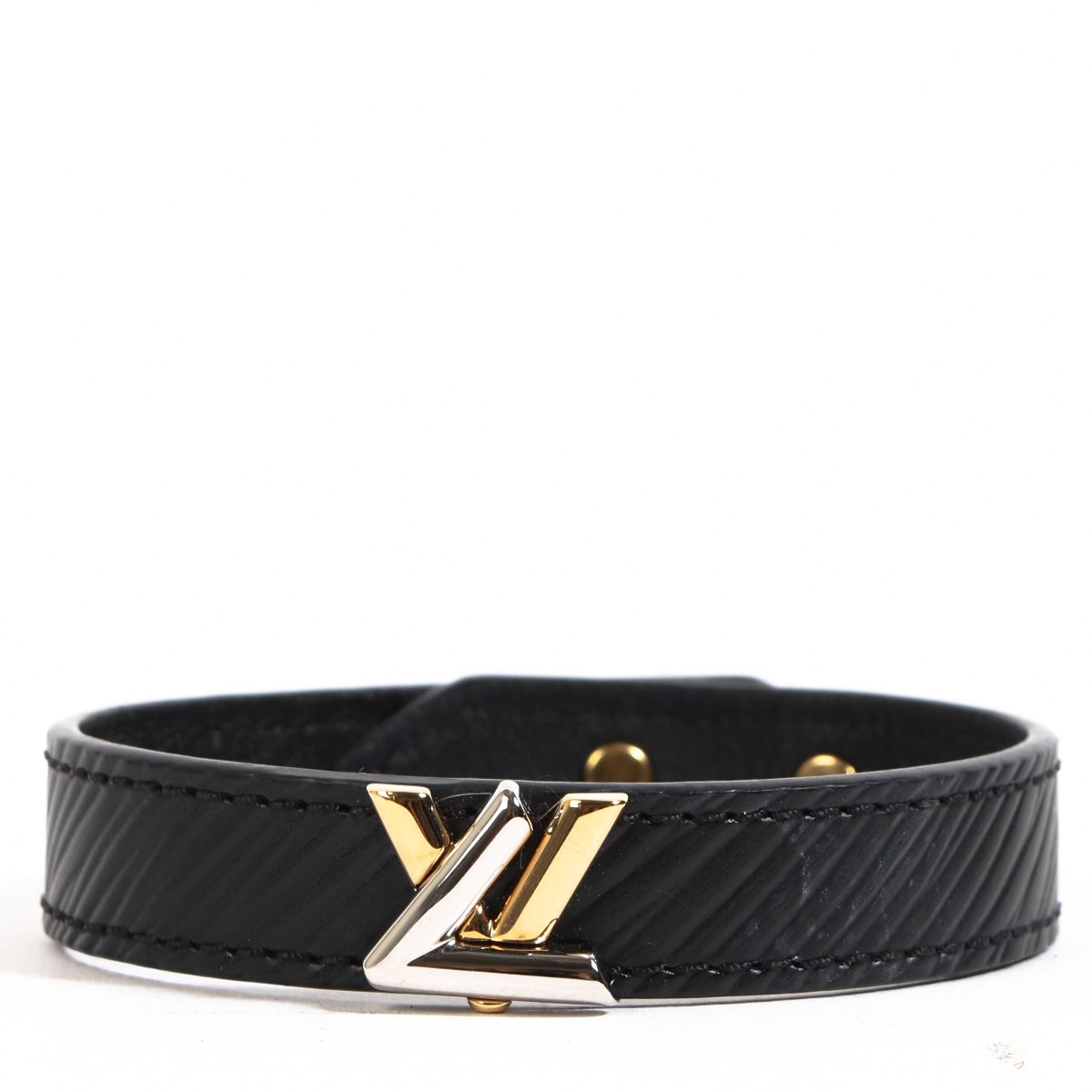Buy an authentic second-hand Louis Vuitton Black Calf Leather Epi Twist Bracelet in very good condition at Labellov in Antwerp.
