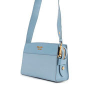 Buy an authentic second hand Prada Baby Blue Saffiano Esplanade City Crossbody Bag in very good condition at Labellov