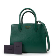 Prada Billiard Green Bibliotheque Small Tote Bag