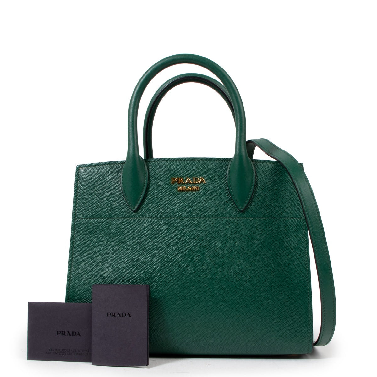 Prada Billiard Green Bibliotheque Small Tote Bag
