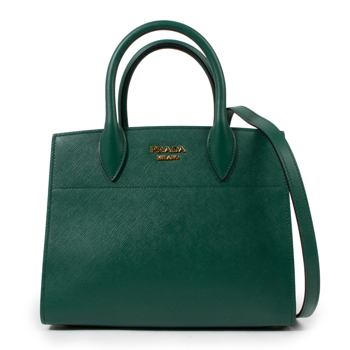Prada Billiard Green Bibliotheque Small Tote Bag