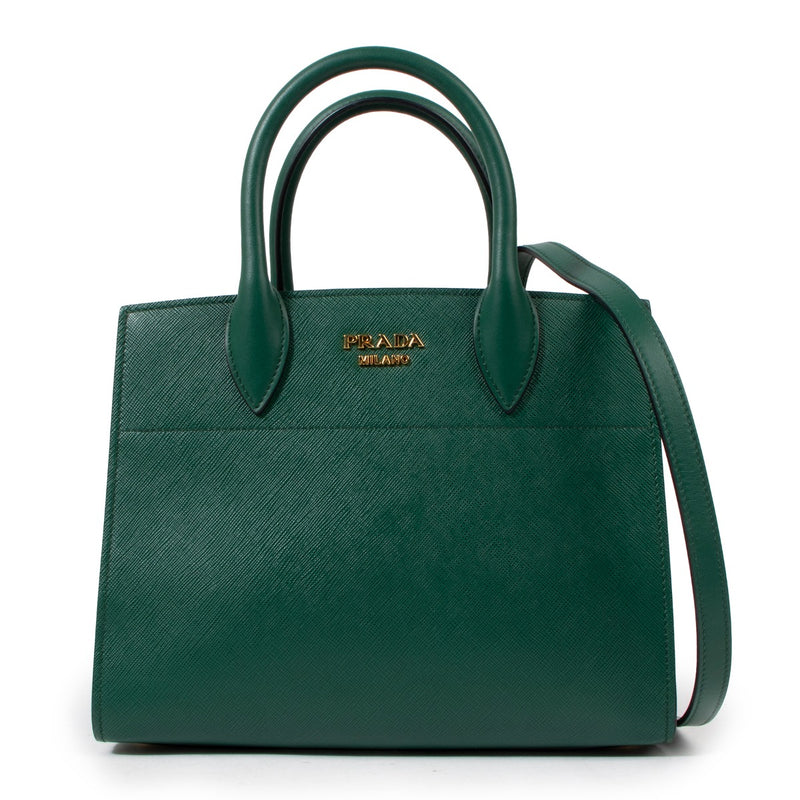 Prada Billiard Green Bibliotheque Small Tote Bag
