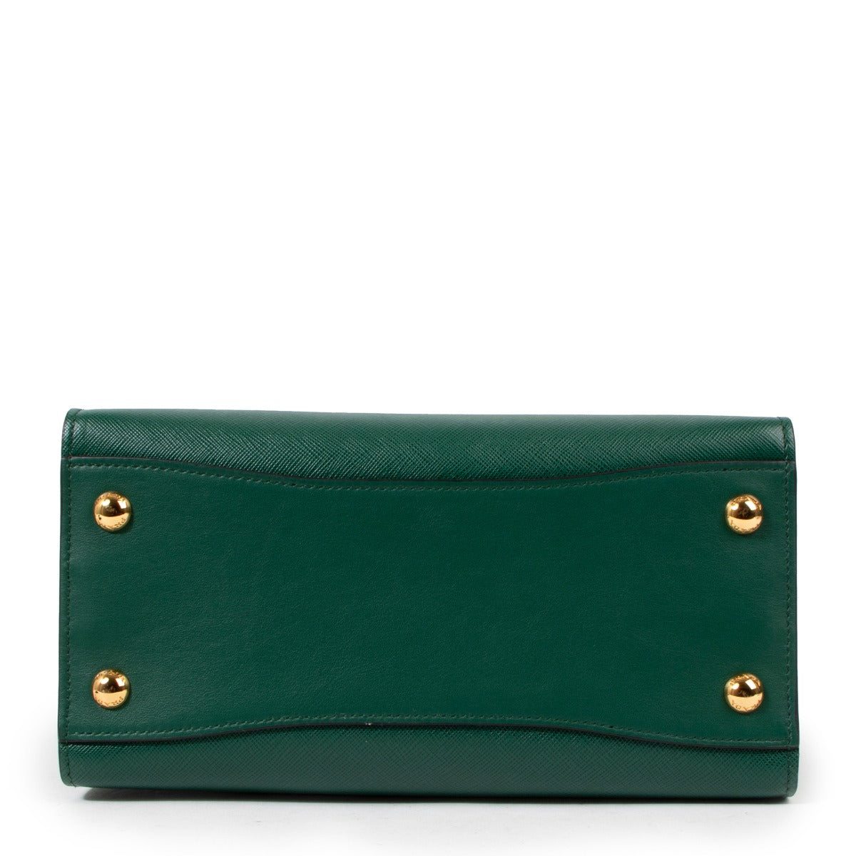 Prada Billiard Green Saffiano & City Calf Bibliotheque Small Tote Bag