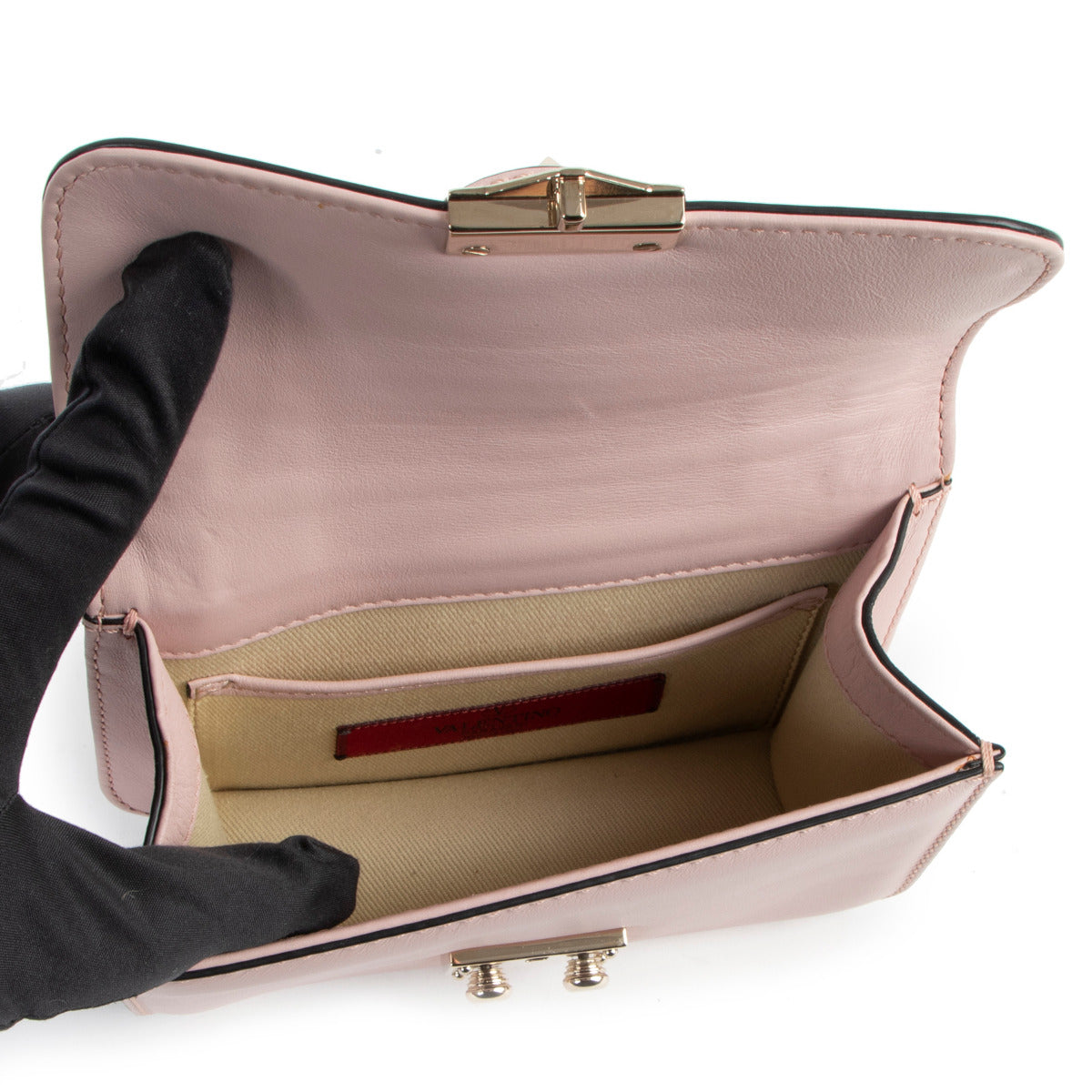 Sac bandoulière mini Glam Lock rose Valentino Garavani