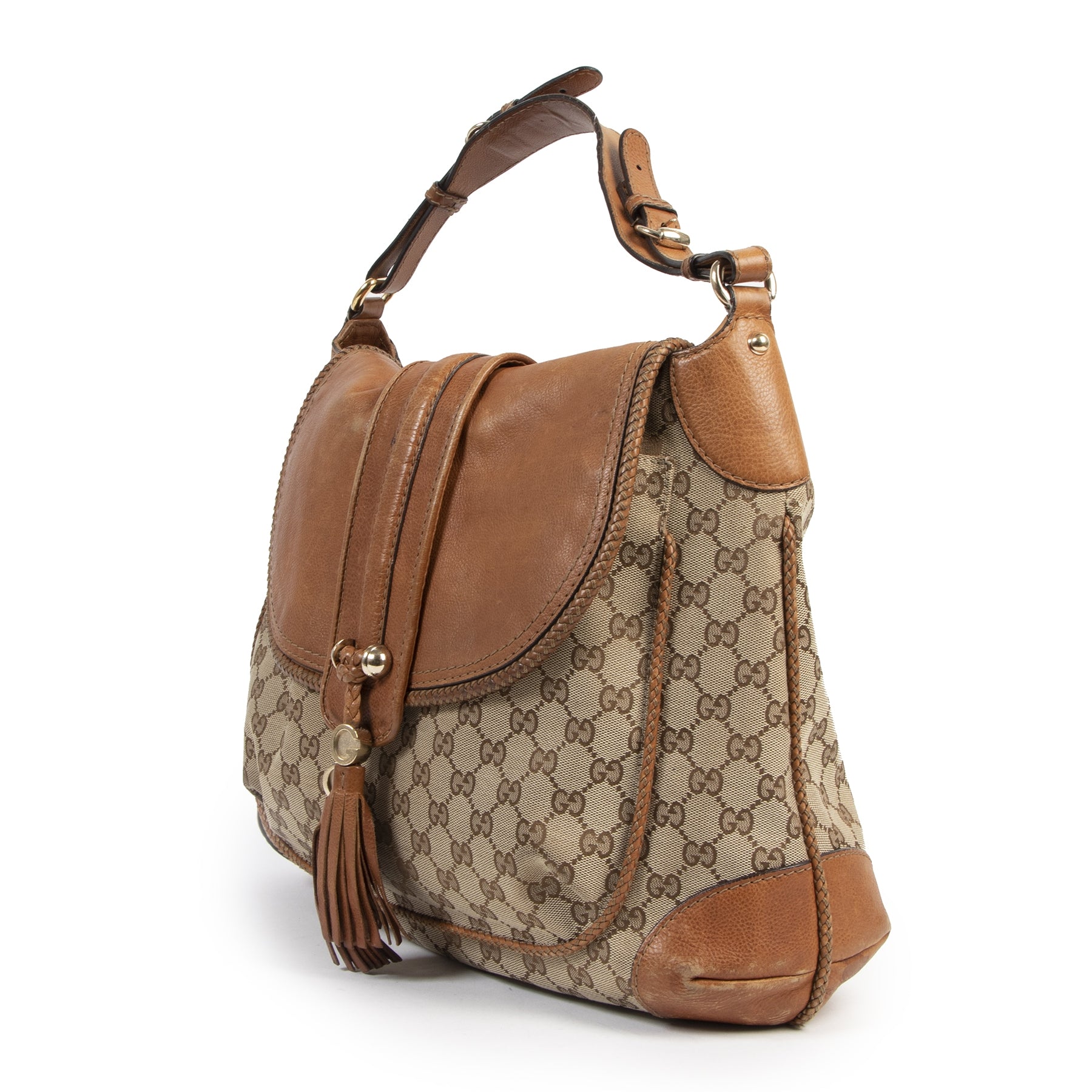 Authentic secondhand Gucci Monogram Canvas Marrakech Bag designer bags fashion luxury vintage webshop safe secure online shopping