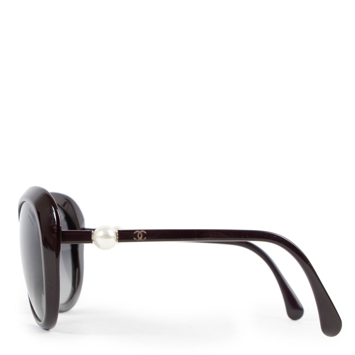 Chanel Black Oversized Faux Pearl Polarized Sunglasses