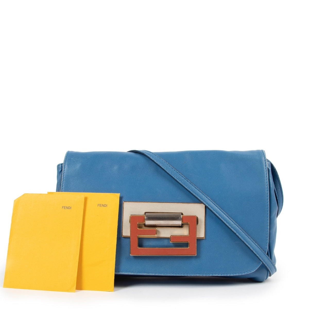Buy an authentic second hand Fendi Blue Crossbody Fan Di Bag at Labellov