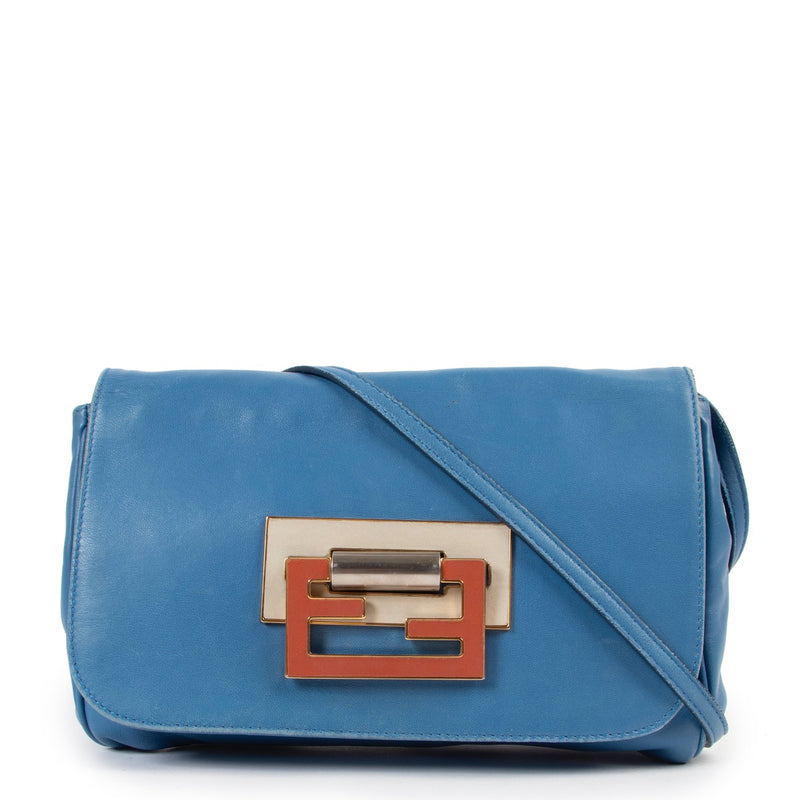 Buy an authentic second hand Fendi Blue Crossbody Fan Di Bag at Labellov