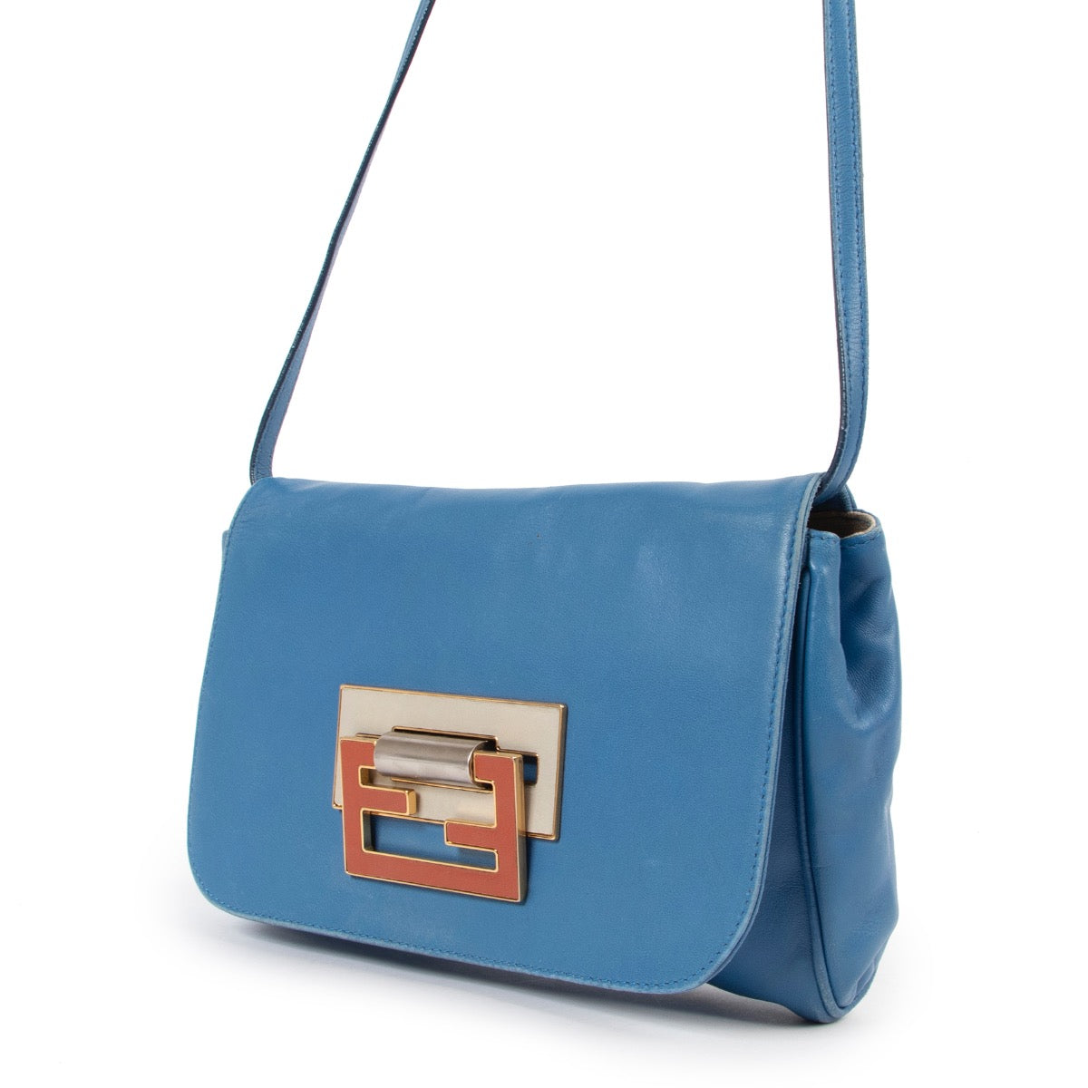 Buy an authentic second hand Fendi Blue Crossbody Fan Di Bag at Labellov