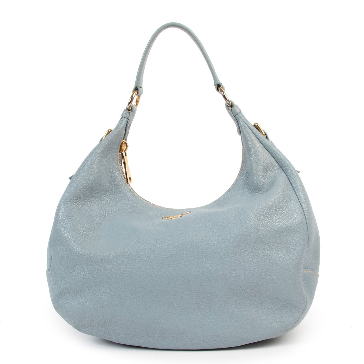 Shop authentic second hand vintage designer high end fashion Prada Lake Blue Vitello Daino Hobo Bag at Labellov.