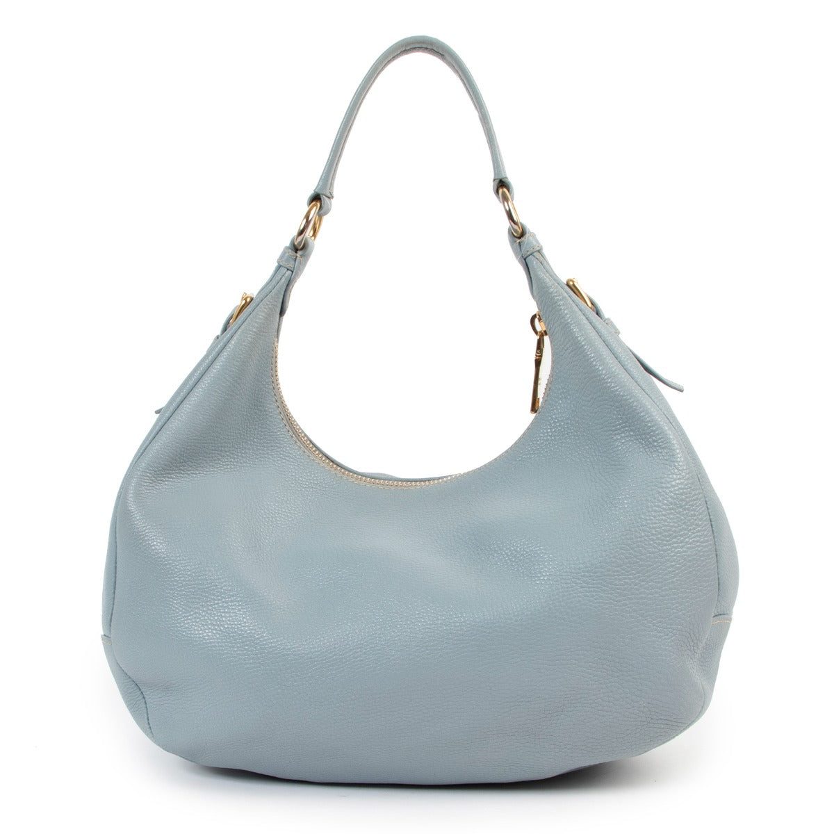 Shop authentic second hand vintage designer high end fashion Prada Lake Blue Vitello Daino Hobo Bag at Labellov.