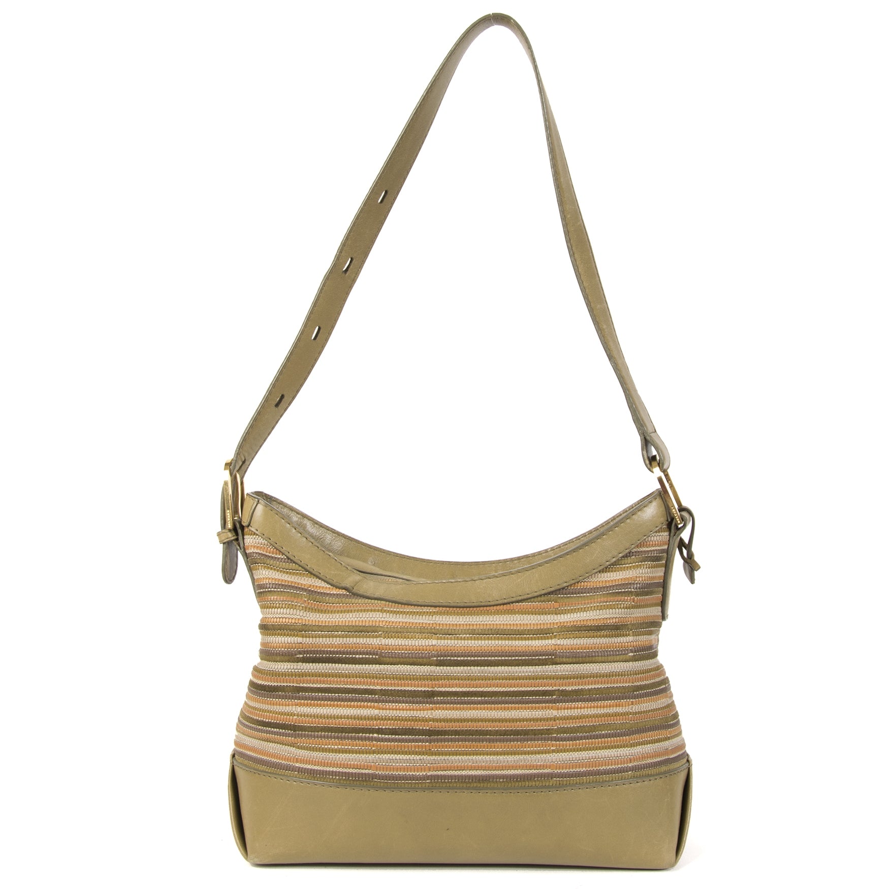 Authentieke Tweedehands Delvaux Multicolor Toile de Cuir Shoulder Bag juiste prijs veilig online shoppen luxe merken webshop winkelen Antwerpen België mode fashion