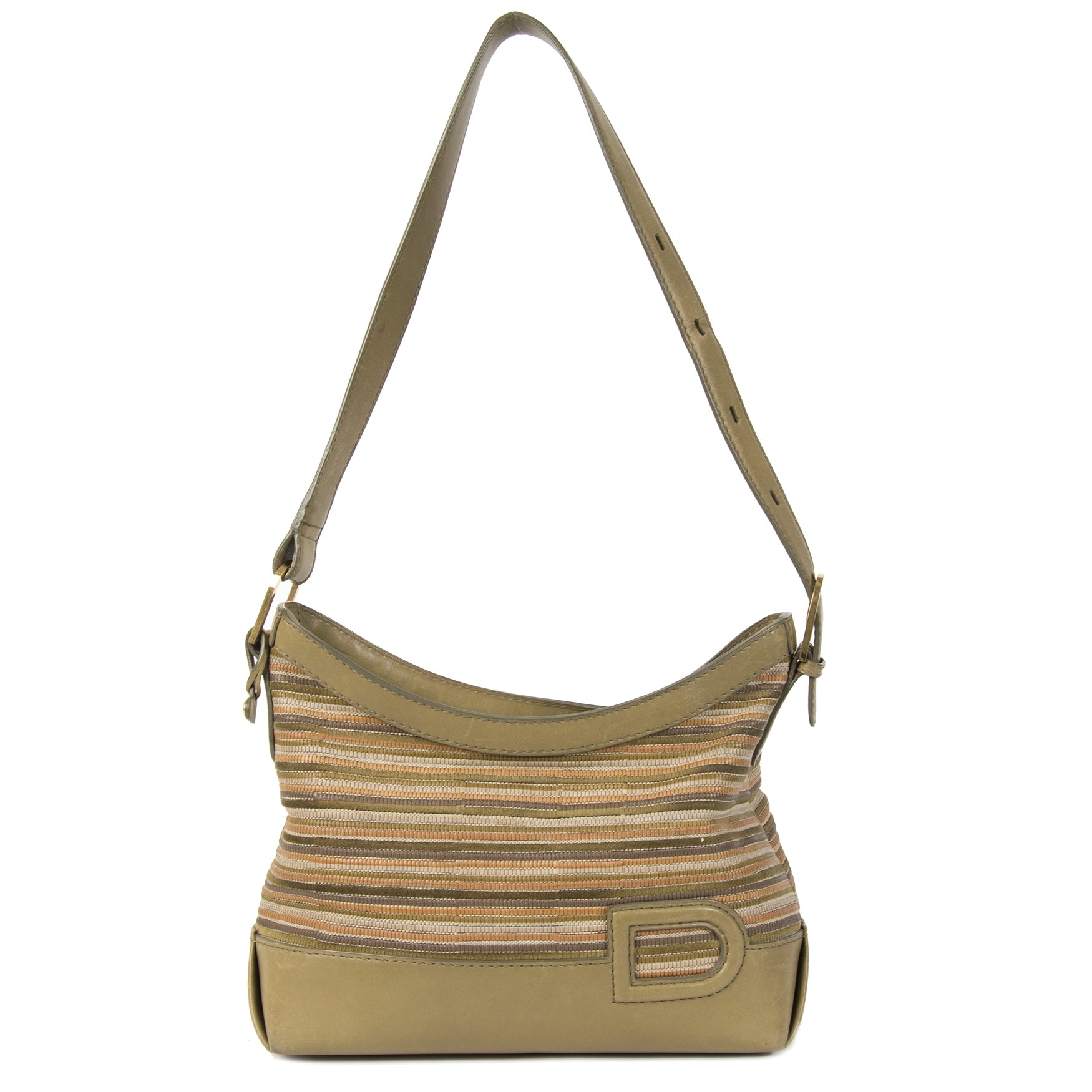 Authentieke Tweedehands Delvaux Multicolor Toile de Cuir Shoulder Bag juiste prijs veilig online shoppen luxe merken webshop winkelen Antwerpen België mode fashion