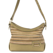 Authentieke Tweedehands Delvaux Multicolor Toile de Cuir Shoulder Bag juiste prijs veilig online shoppen luxe merken webshop winkelen Antwerpen België mode fashion