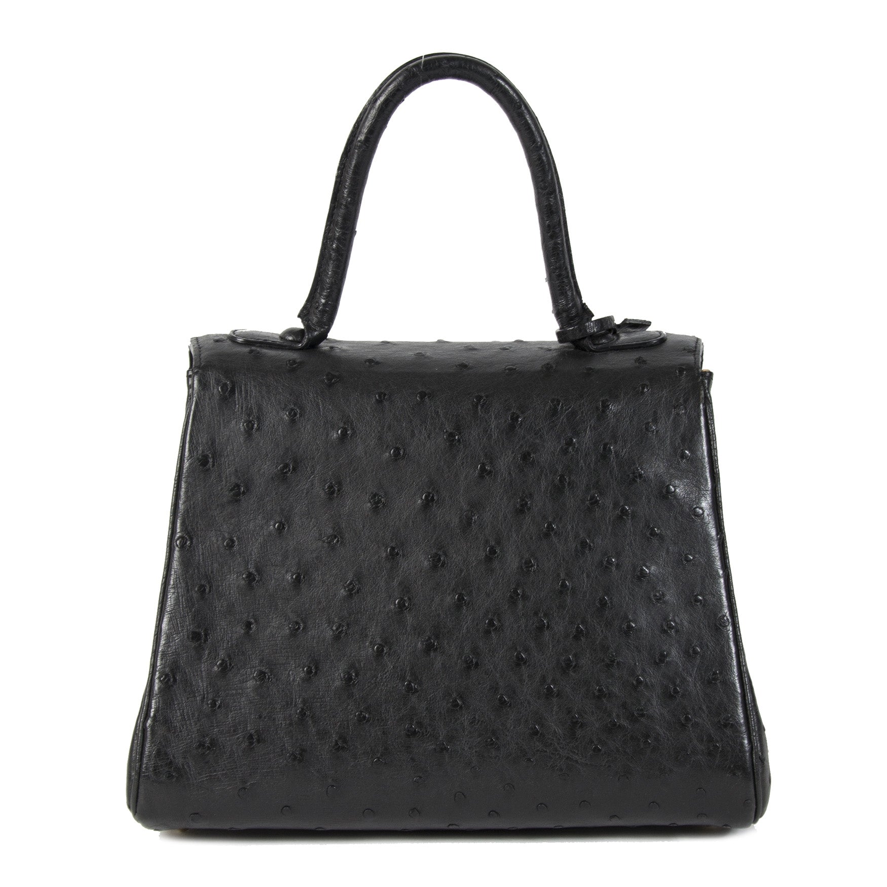 Authentic second-hand vintage Delvaux Blue Brillant Ostrich PM Bag buy online websohp LabelLOV