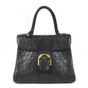 Authentieke tweedehands vintage Delvaux Blue Brillant Ostrich PM Bag koop online webshop LabelLOV