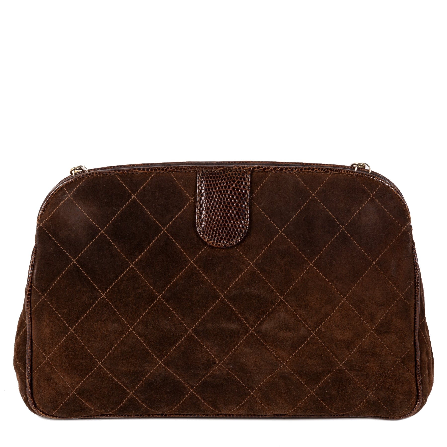 Authentieke Tweedehands Chanel Brown Suede Crossbody Bag juiste prijs veilig online shoppen luxe merken webshop winkelen Antwerpen België mode fashion