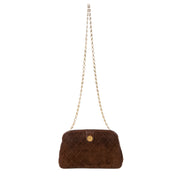 Authentieke Tweedehands Chanel Brown Suede Crossbody Bag juiste prijs veilig online shoppen luxe merken webshop winkelen Antwerpen België mode fashion