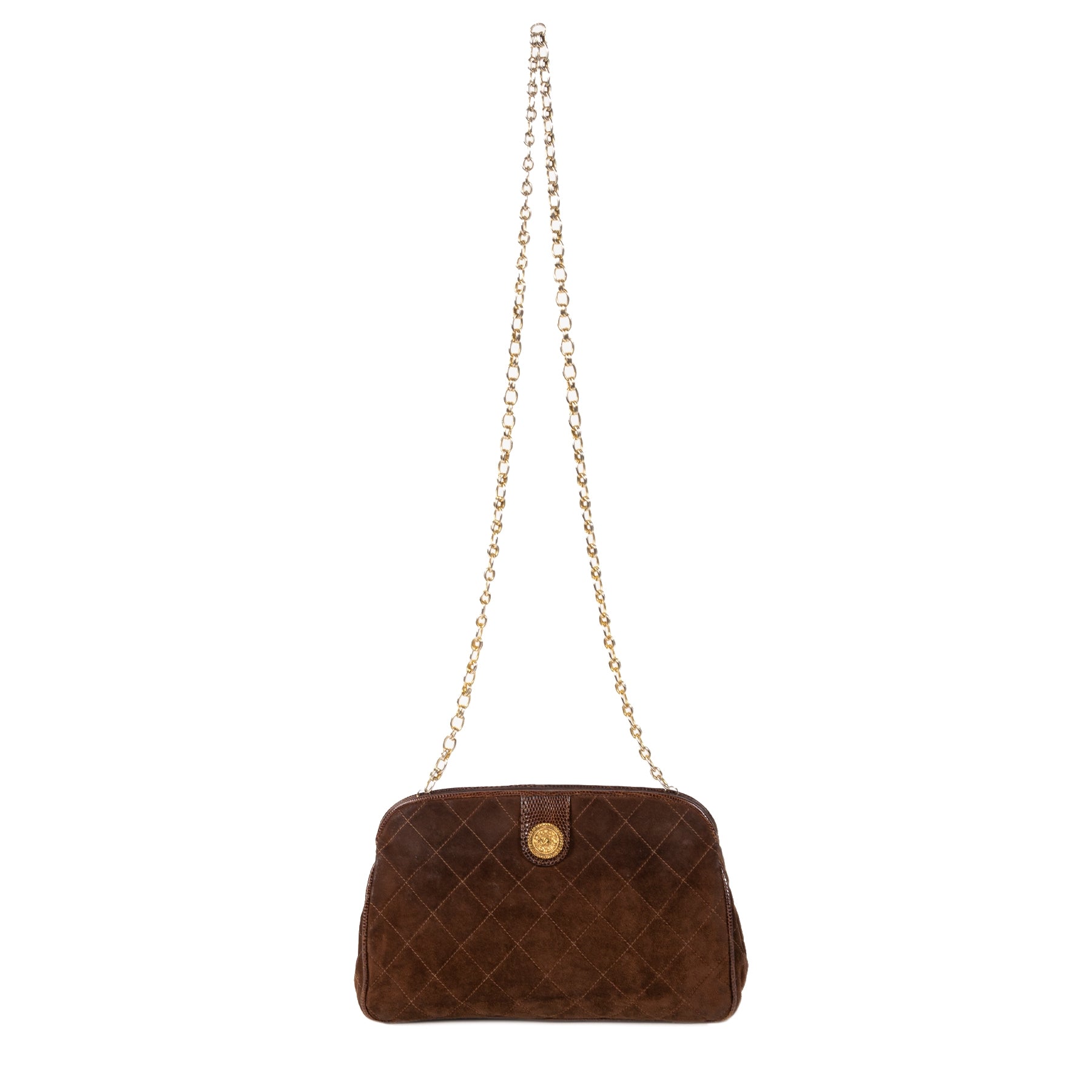 Authentieke Tweedehands Chanel Brown Suede Crossbody Bag juiste prijs veilig online shoppen luxe merken webshop winkelen Antwerpen België mode fashion