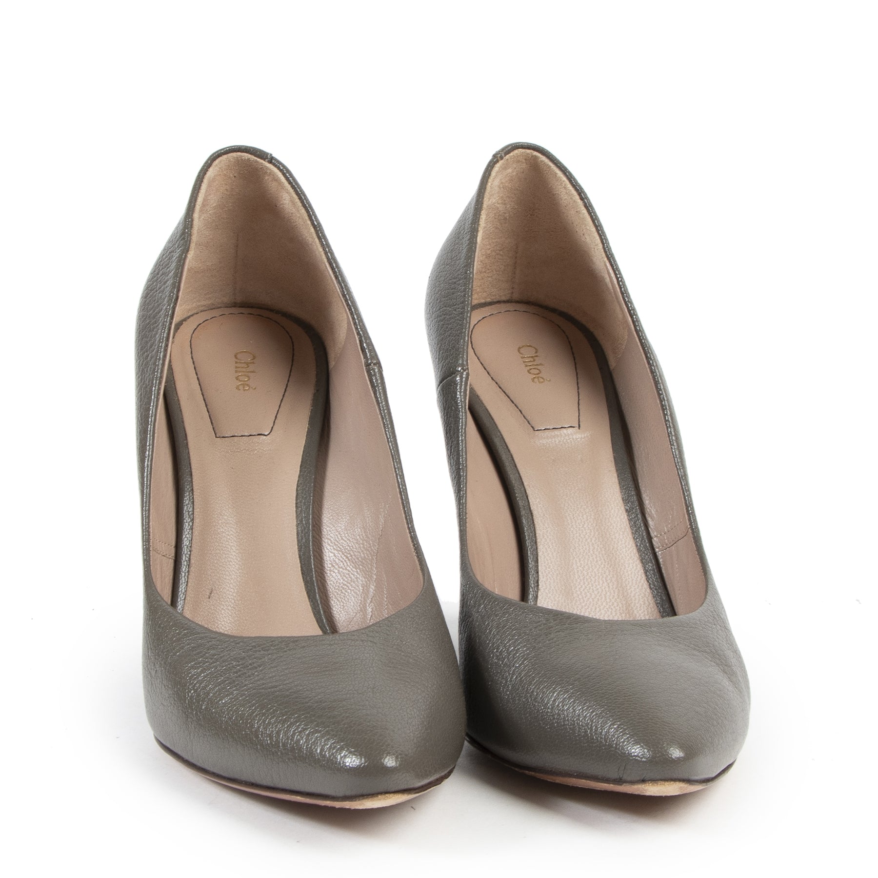 Chloé Beckie Grey Curve Heel Pumps