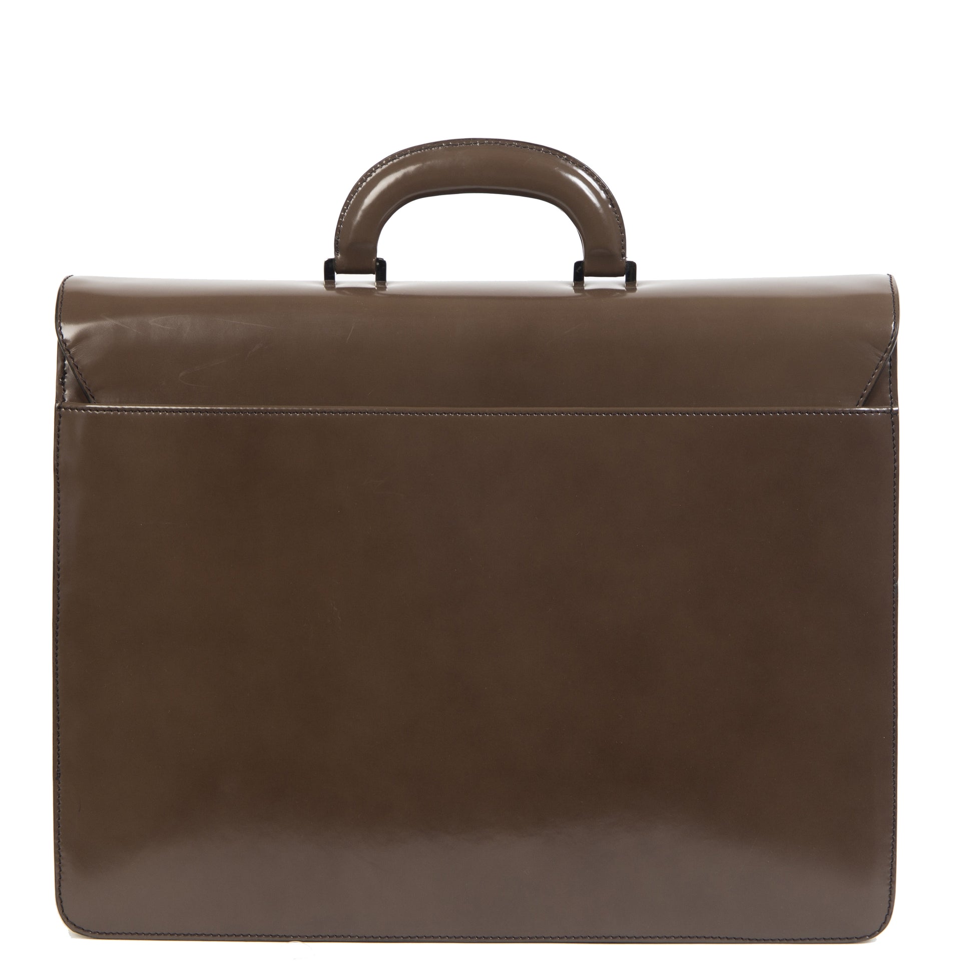 Authentieke Tweedehands Bally Brown Patent Leather Briefcase juiste prijs veilig online shoppen luxe merken webshop winkelen Antwerpen België mode fashion