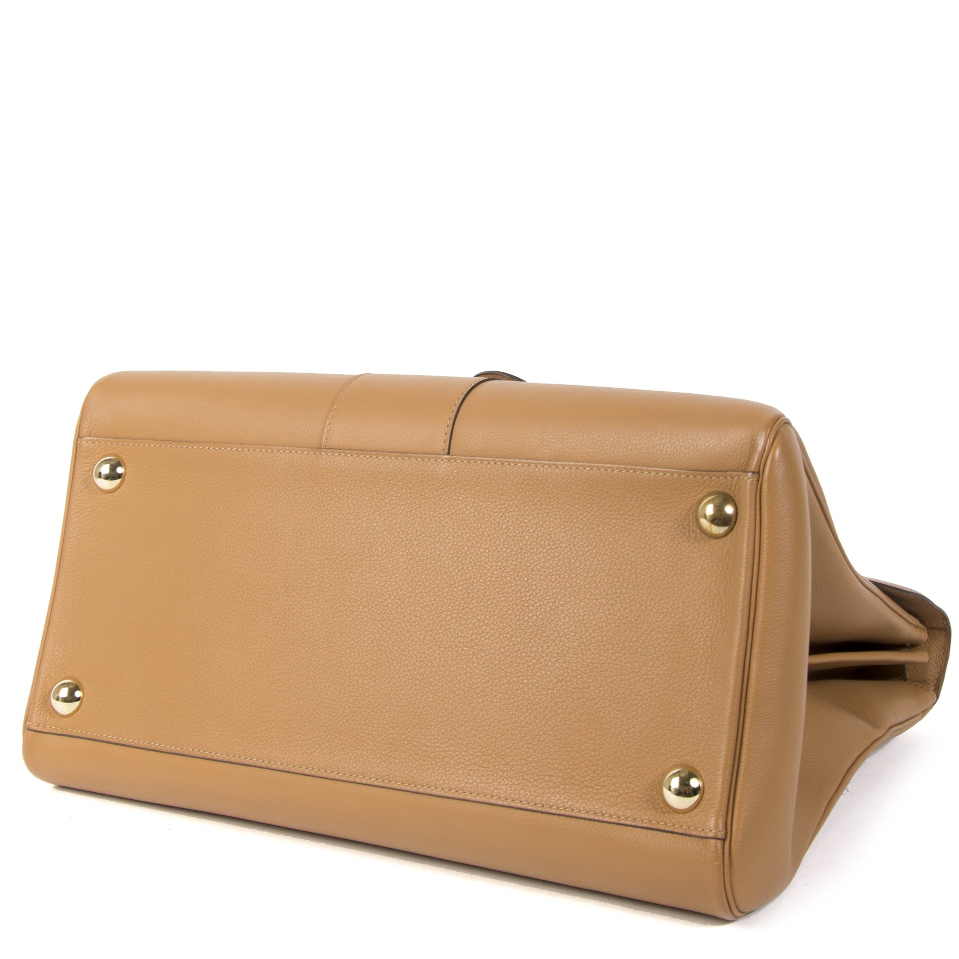 Authentic second-hand vintage Delvaux Brillant Camel GM + Strap buy online webshop LabelLOV