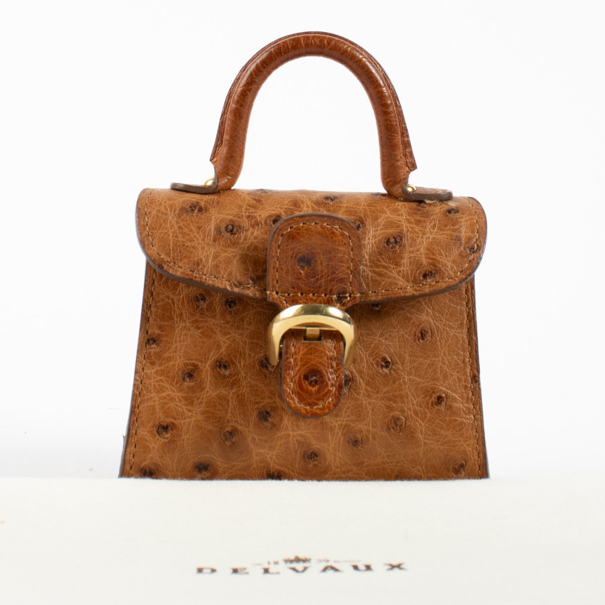 Authentic second hand Delvaux Brown Ostrich Brillant Bag Charm on Labellov.com