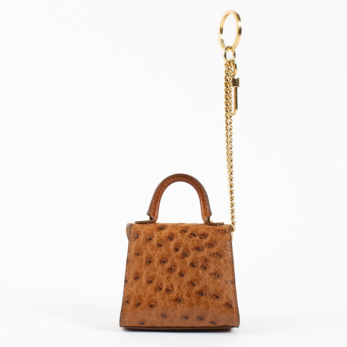 Authentic second hand Delvaux Brown Ostrich Brillant Bag Charm on Labellov.com