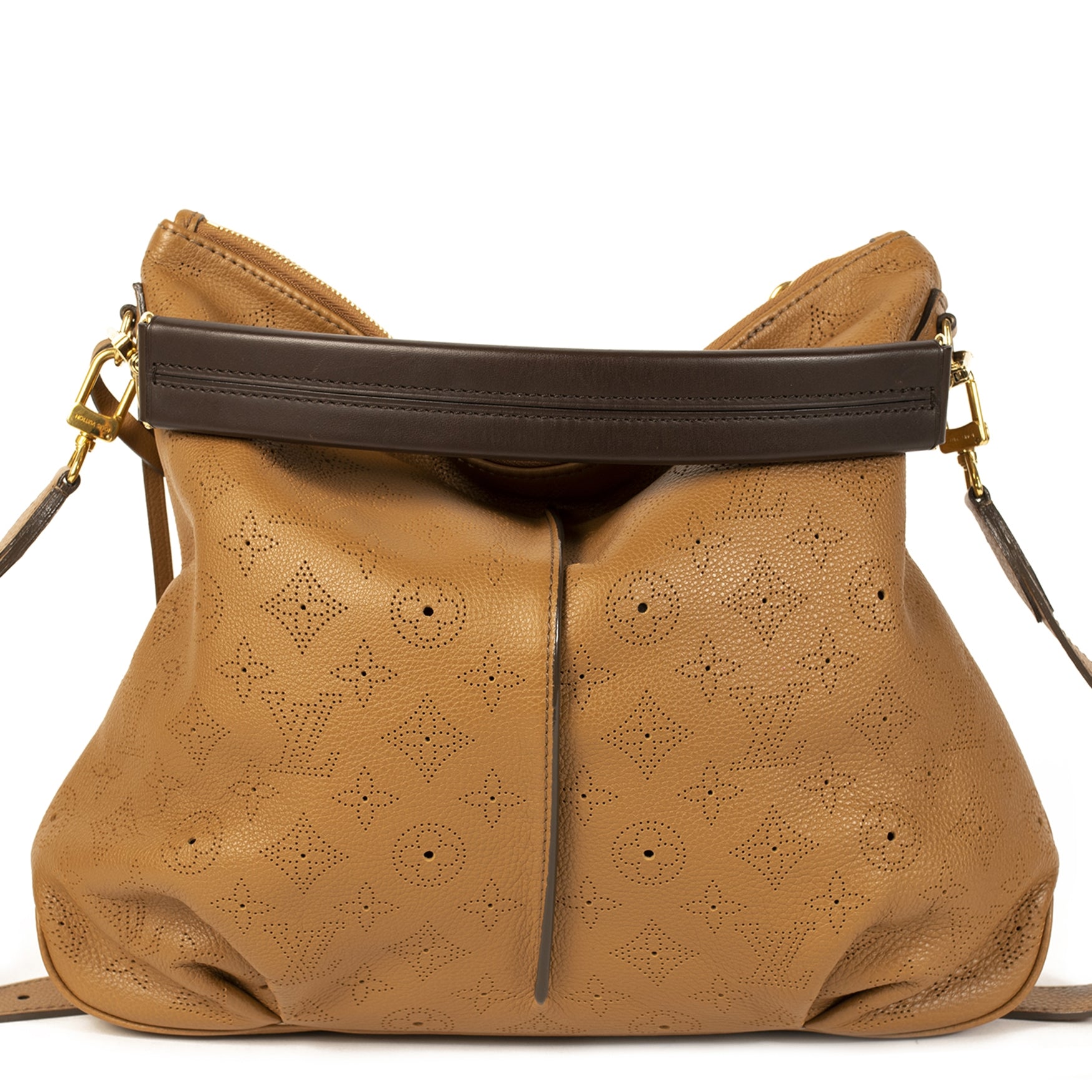 Authentieke Tweedehands Louis Vuitton Caramel Monogram Leather Selene PM juiste prijs veilig online shoppen luxe merken webshop winkelen Antwerpen België mode fashion