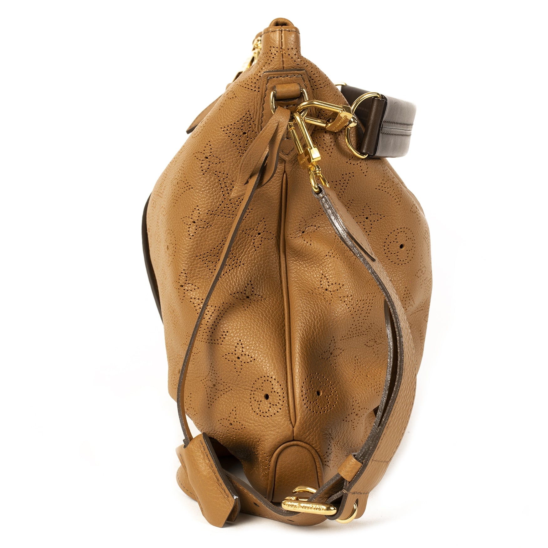 Authentieke Tweedehands Louis Vuitton Caramel Monogram Leather Selene PM juiste prijs veilig online shoppen luxe merken webshop winkelen Antwerpen België mode fashion