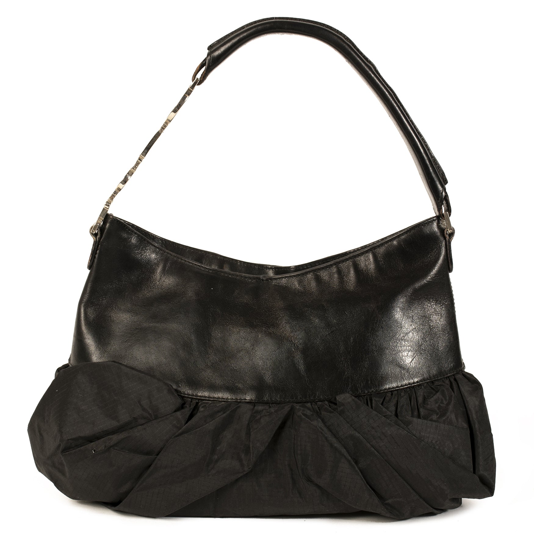 Authentieke Tweedehands Christian Dior Black Leather Bow Bag juiste prijs veilig online shoppen luxe merken webshop winkelen Antwerpen België mode fashion