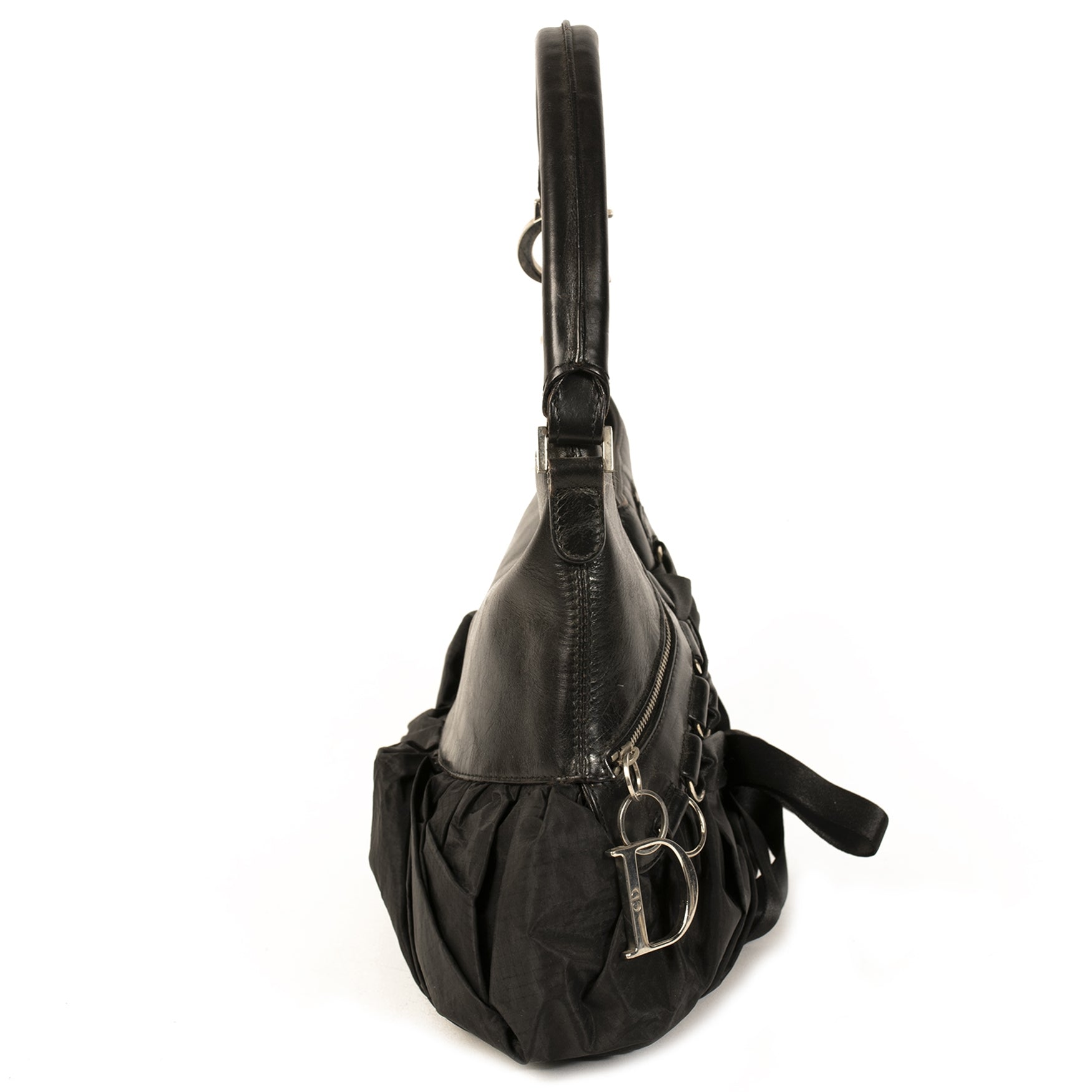 Authentic secondhand Christian Dior Black Leather Bow Bag designer bags luxury vintage webshop fashion safe secure online shopping