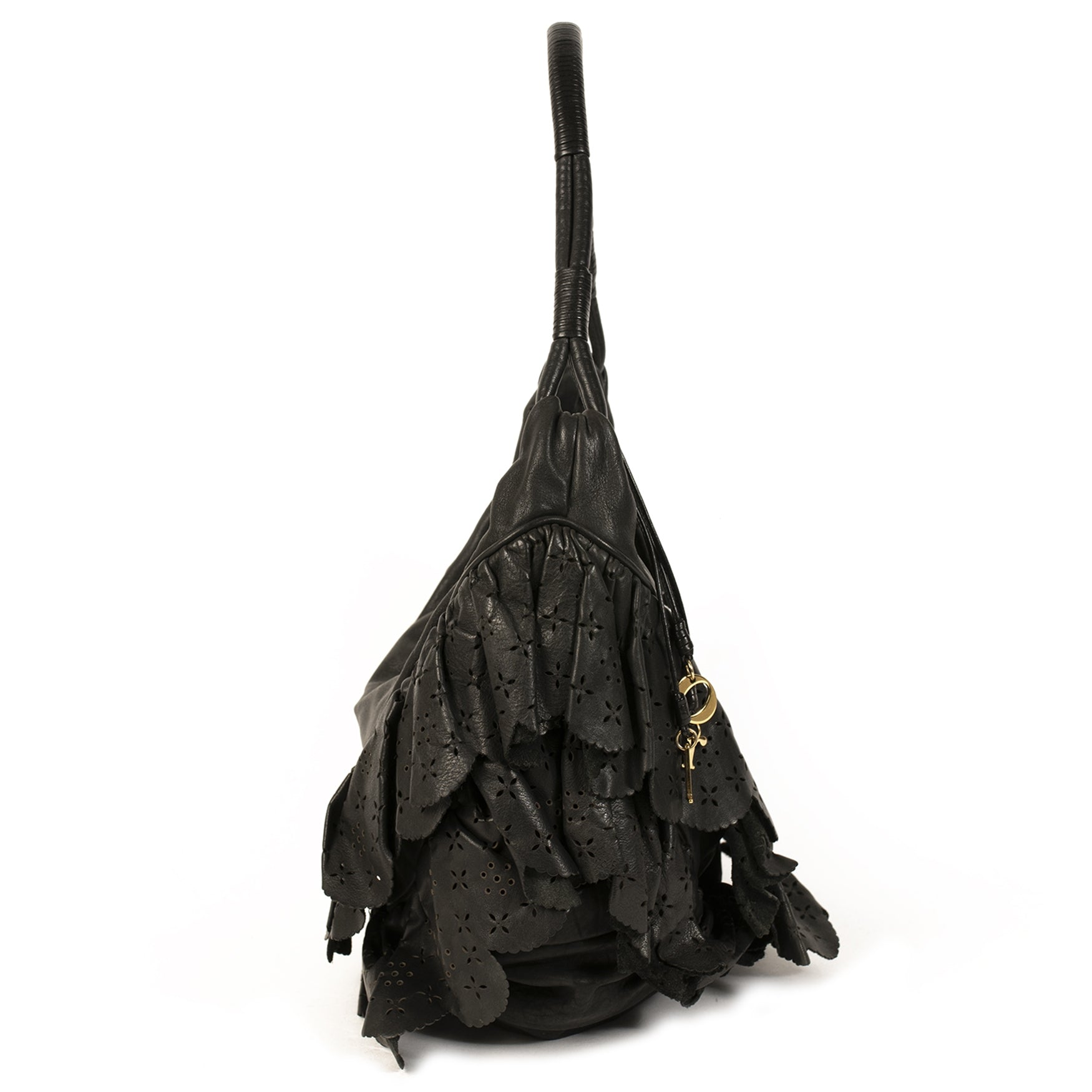 Dior Black Gypsy Ruffle Shoulder Bag