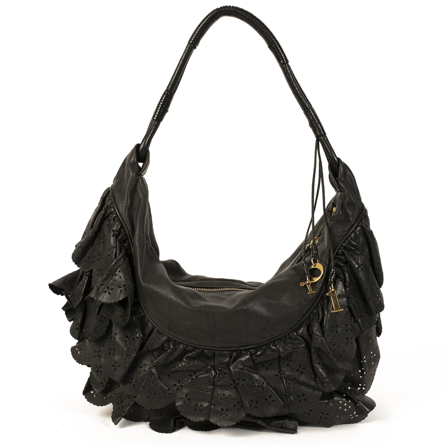 Dior Black Gypsy Ruffle Shoulder Bag