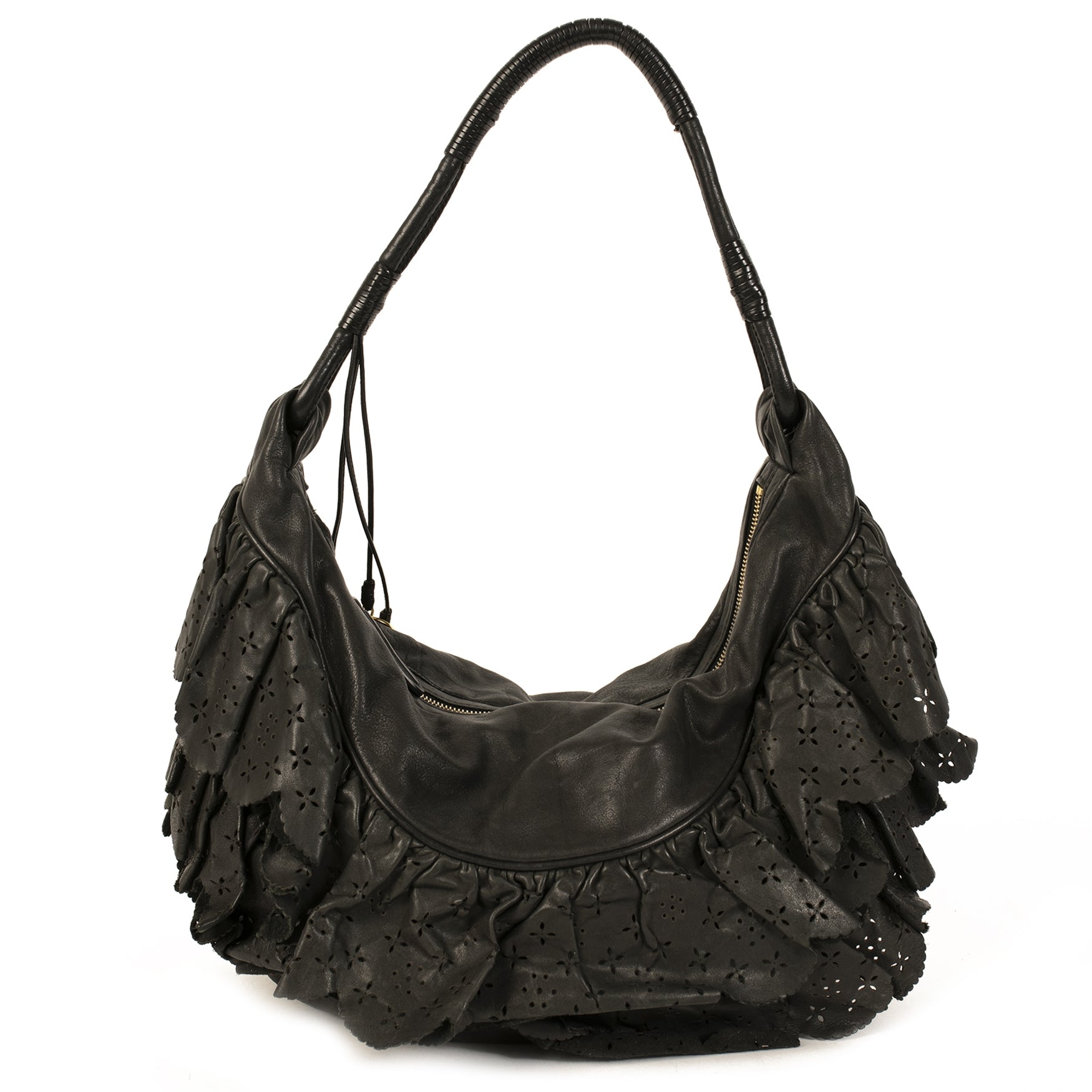 Dior Black Gypsy Ruffle Shoulder Bag