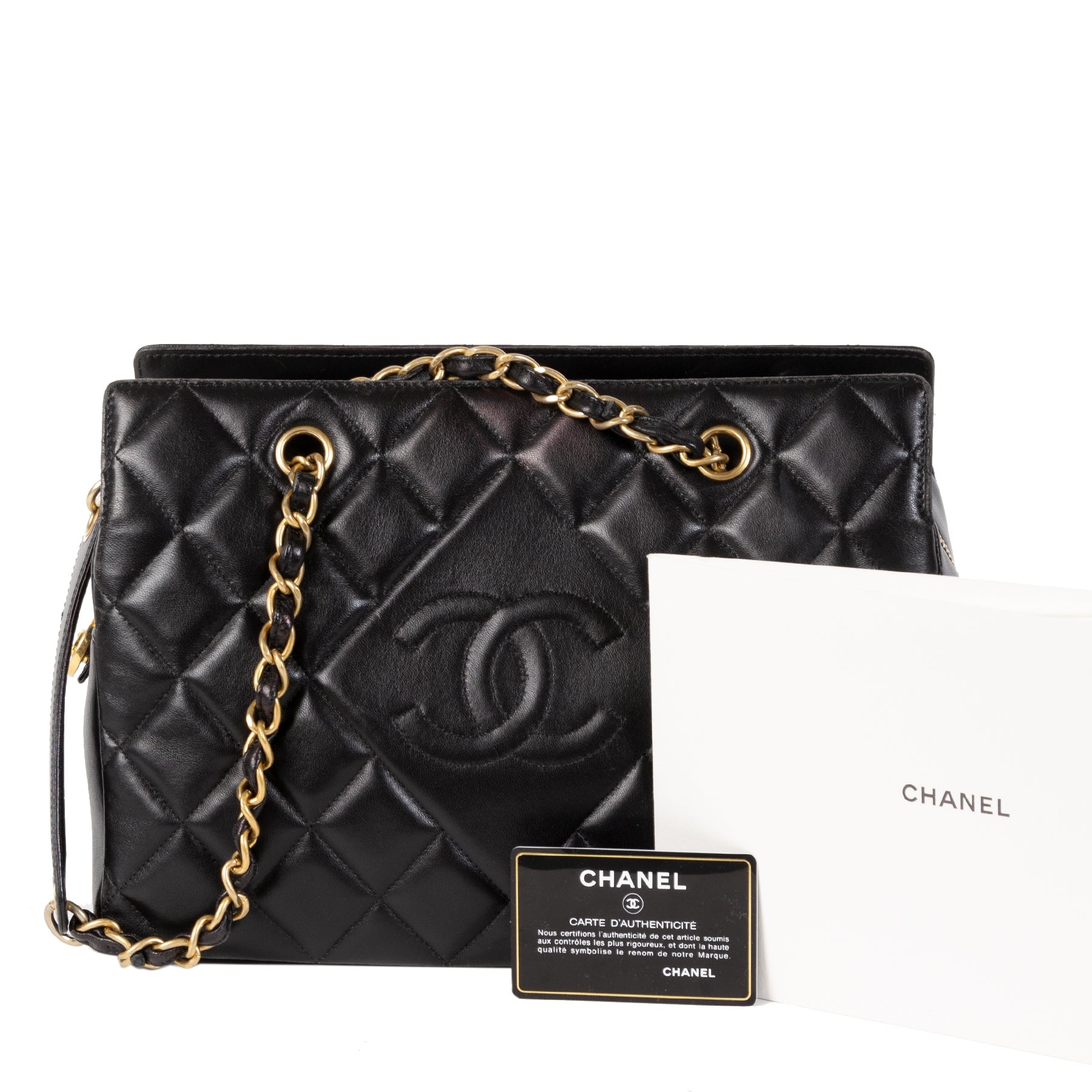 Chanel Black Lambskin Small Shopper GHW