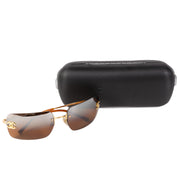 Authentieke Tweedehands Chanel Gold Brown Rimless Crystal CC Logo Sunglasses juiste prijs veilig online shoppen luxe merken webshop winkelen Antwerpen België mode fashion