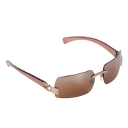 Authentieke Tweedehands Chanel Brown Silver Rimless Sunglasses juiste prijs veilig online shoppen luxe merken webshop winkelen Antwerpen België mode fashion