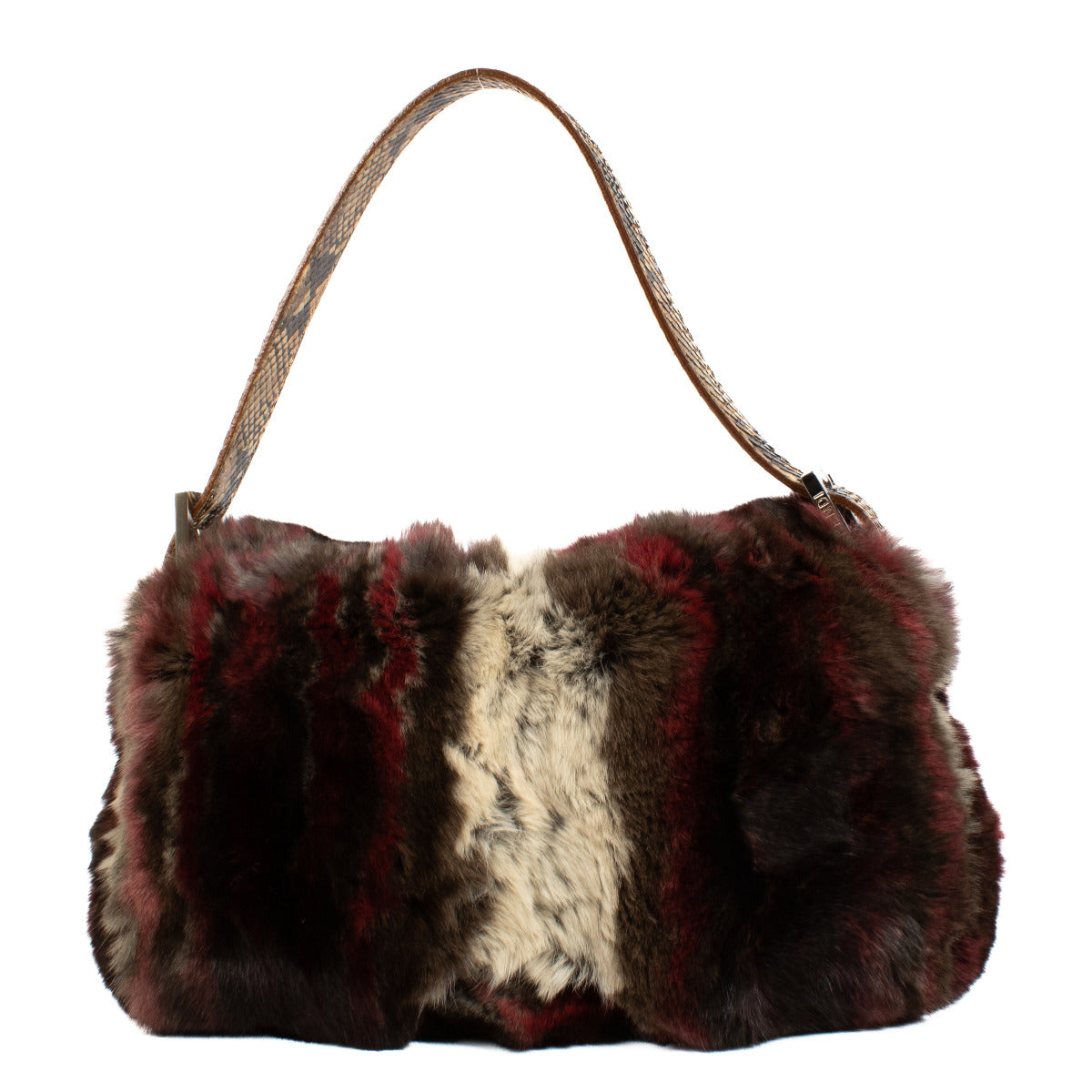 Fendi Bordeaux Konijnenbont Baguette Tas