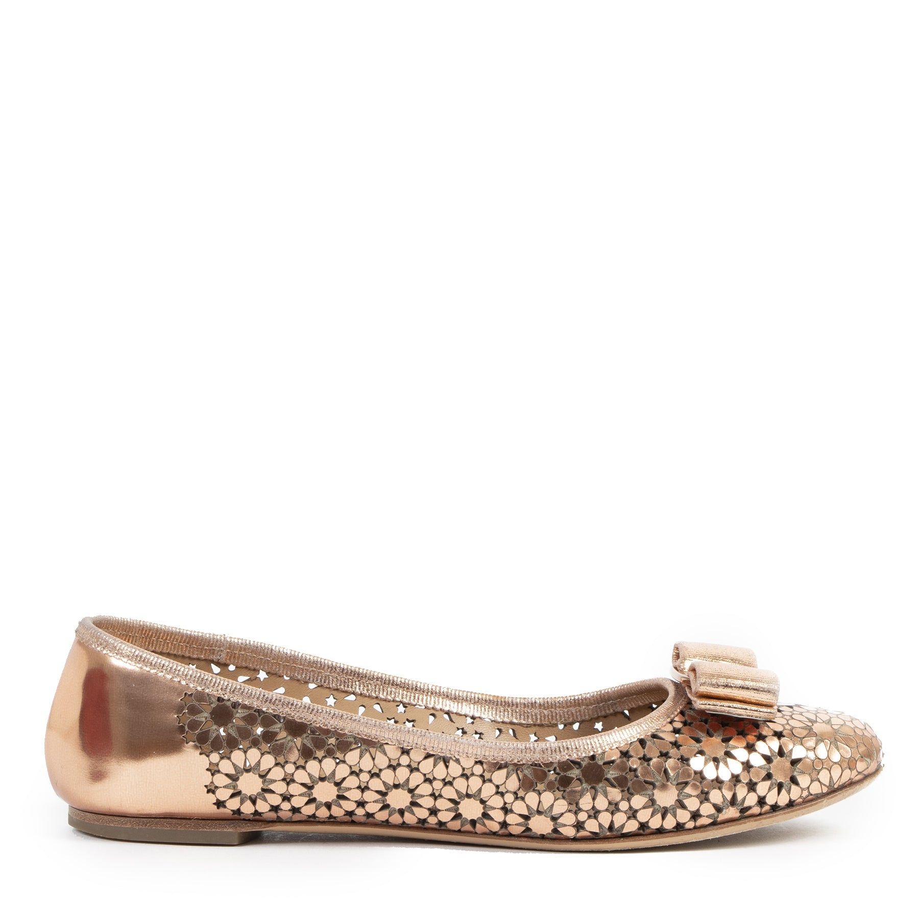 Authentieke Tweedehands Salvatore Ferragamo Rose Gold Ballerinas - Size 38 juiste prijs veilig online shoppen luxe merken webshop winkelen Antwerpen België mode fashion