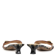 Authentieke Tweedehands Louis Vuitton Black Monogram Multicolor Slide Kitten Heels - Size 36,5 juiste prijs veilig online shoppen luxe merken webshop winkelen Antwerpen België mode fashion