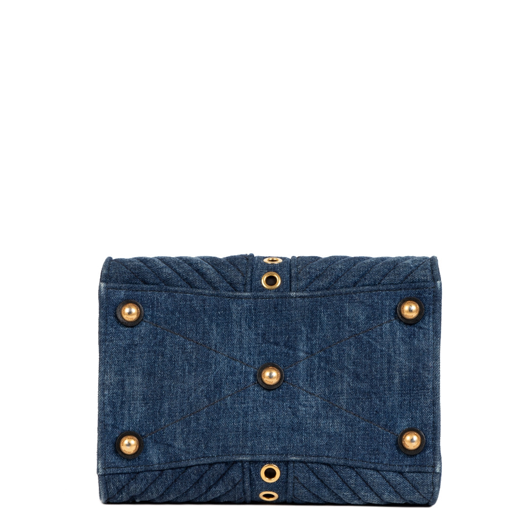 Buy and sell 100% authentic Miu Miu Blue Demin Biker Avio Bag for the best price online