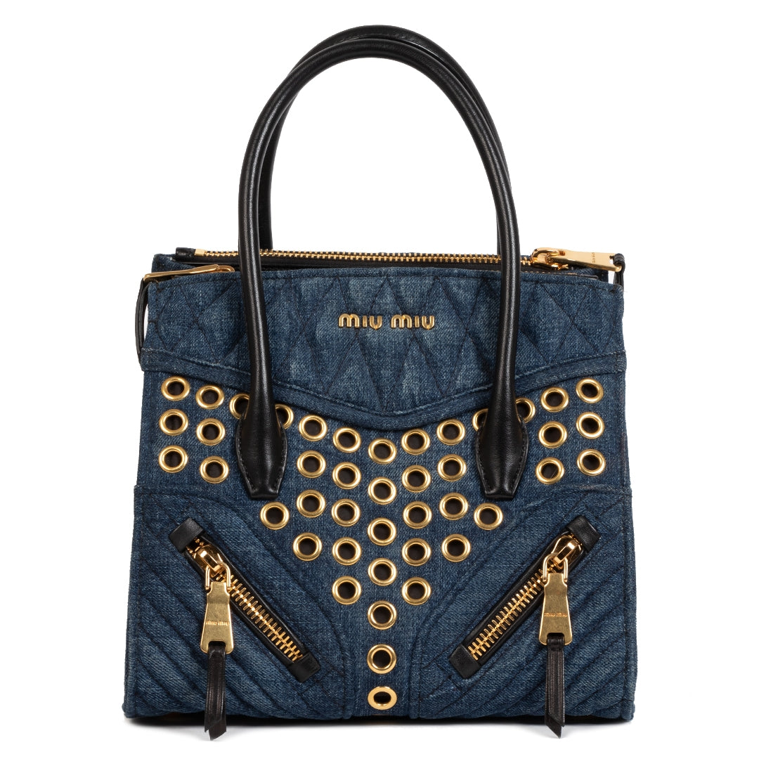 Are you looking for a 100% authentic Miu Miu Blue Demin Biker Avio Bag