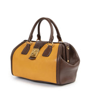 Miu Miu Yellow And Brown Madras Bicolore Top Handle Bag for the best price at Labellov secondhand luxury