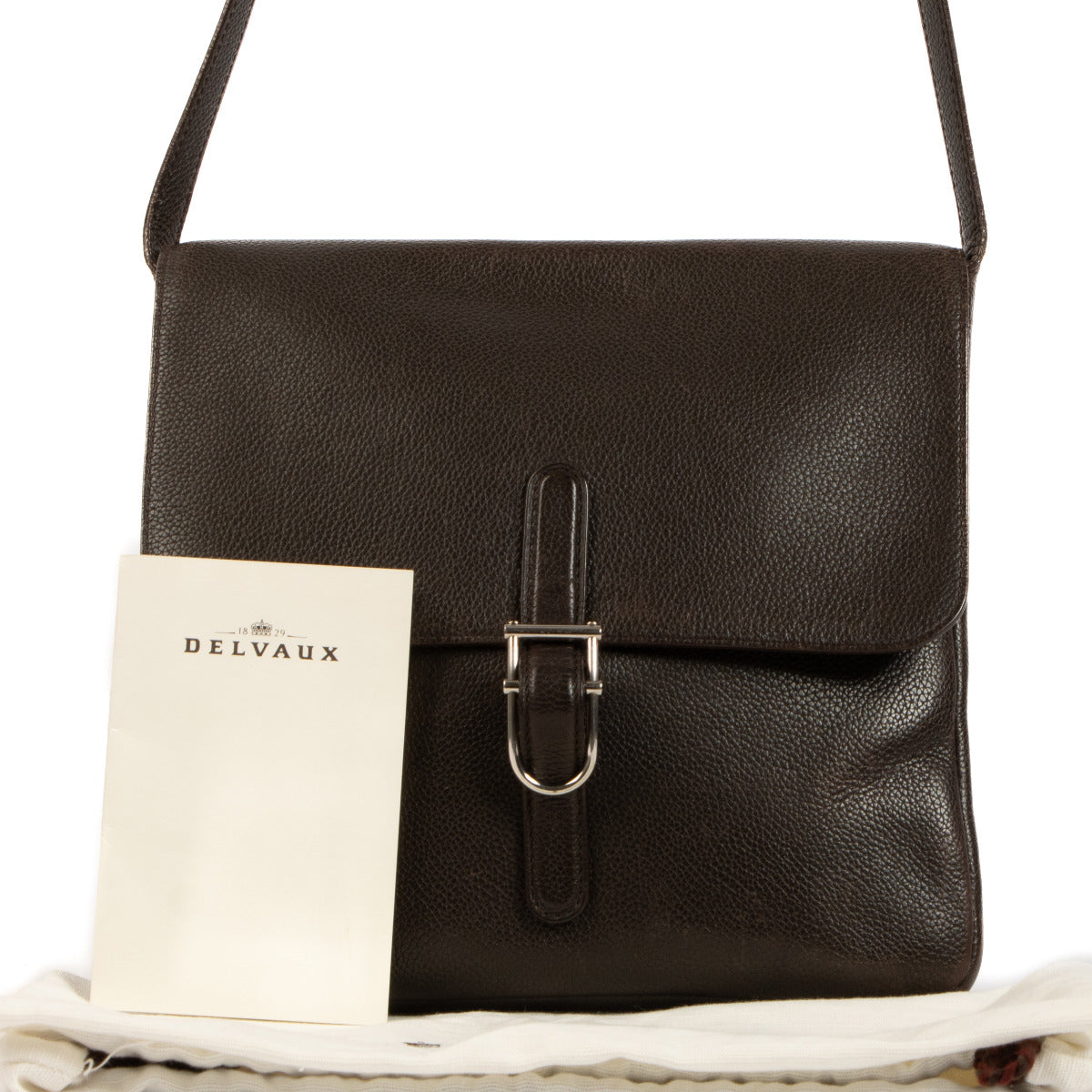 Delvaux Brown Kot Leather Shoulder Bag