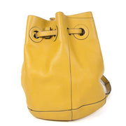 Authentieke Tweedehands Delvaux Ochre Yellow Leather Bucket Bag juiste prijs veilig online shoppen luxe merken webshop winkelen Antwerpen België mode fashion