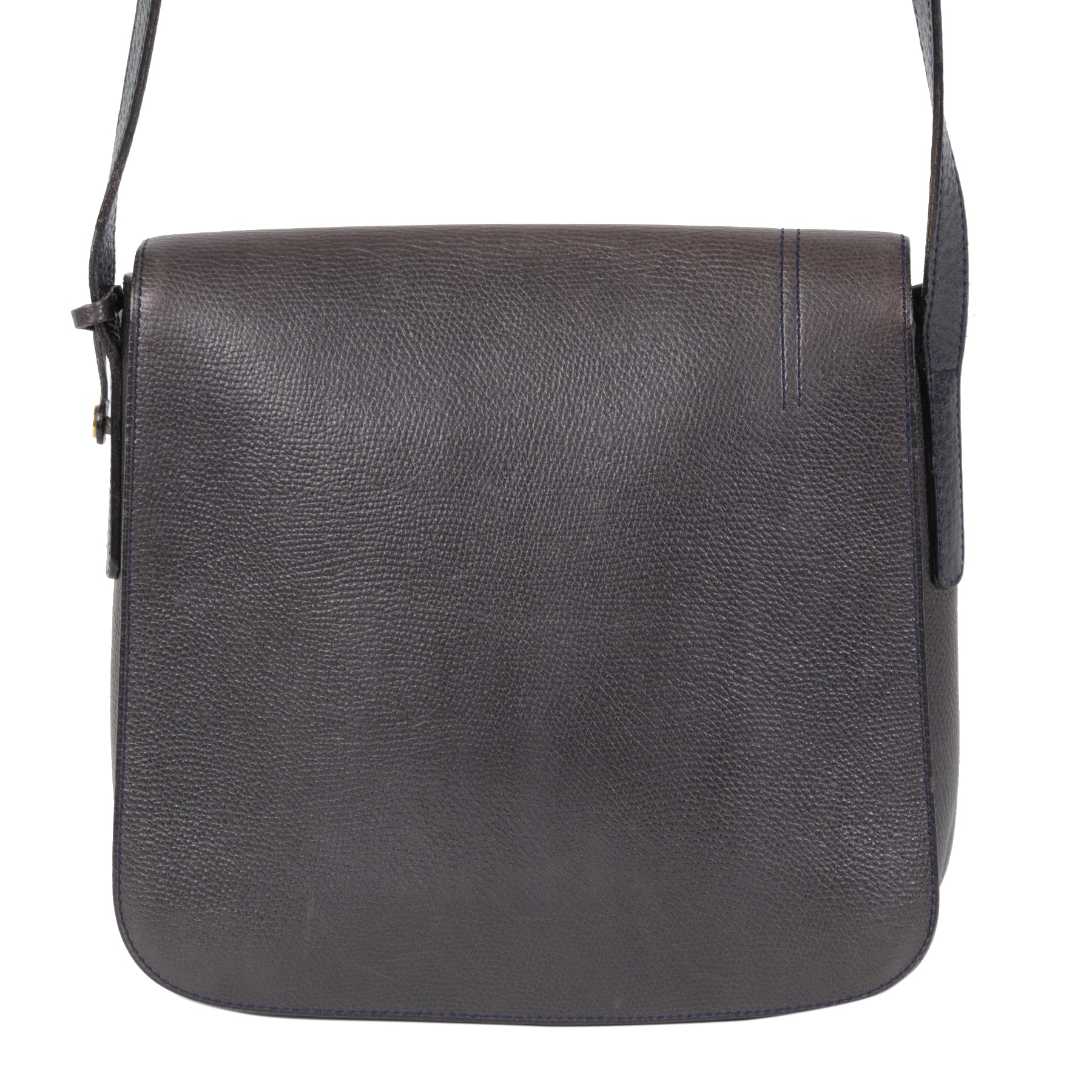 Authentieke Tweedehands Delvaux Dark Blue & Brown Leather Crossbody Bag juiste prijs veilig online shoppen luxe merken webshop winkelen Antwerpen België mode fashion